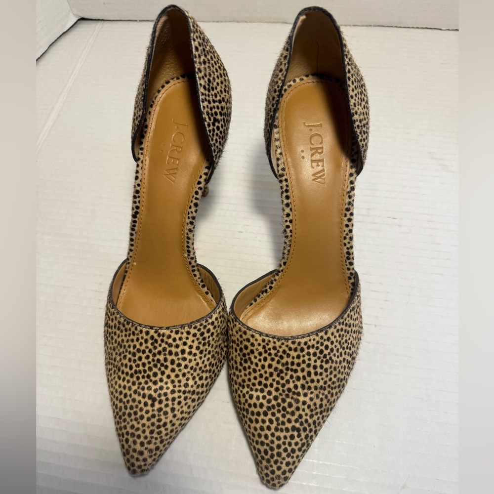 J. Crew Tan and Black Patterned Heels 7.5